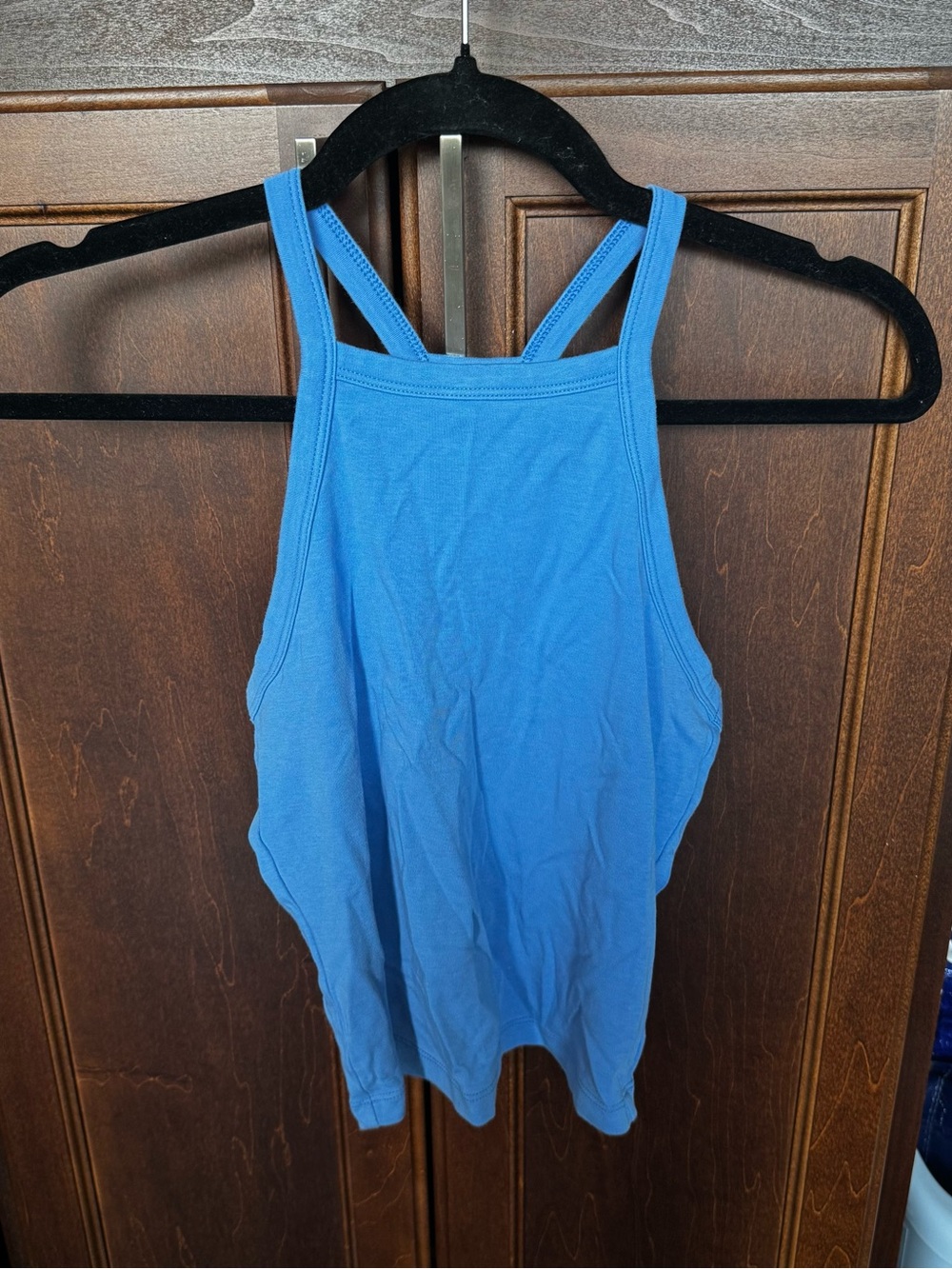 Fabletics Blue High Neck Racerback Crop Tank Top Activewear Size XS